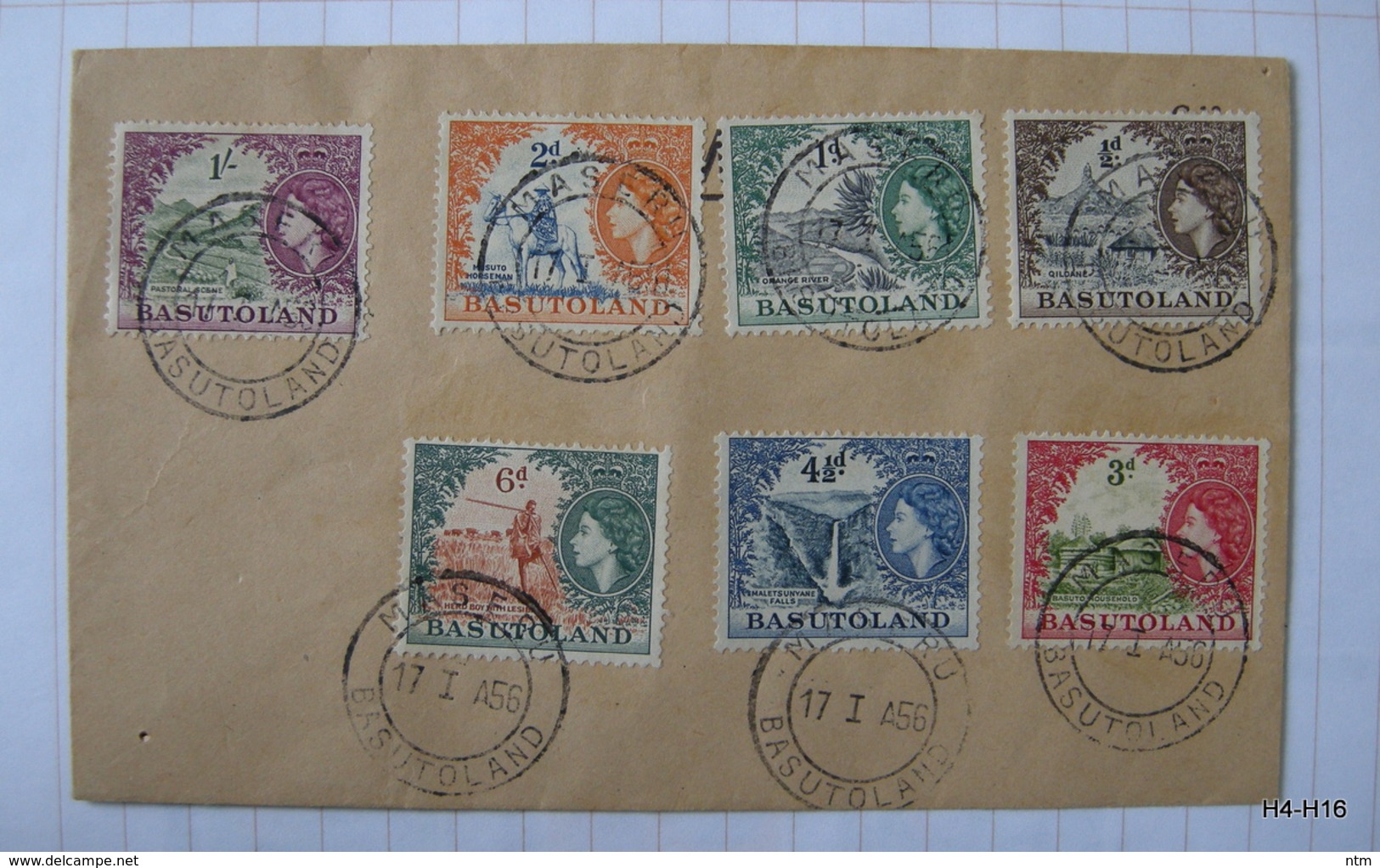 BASUTOLAND 1954. Queen Elizabeth II. Stamps Used On Well Preserved Envelope. SG 43-49. - 1933-1964 Colonia Británica