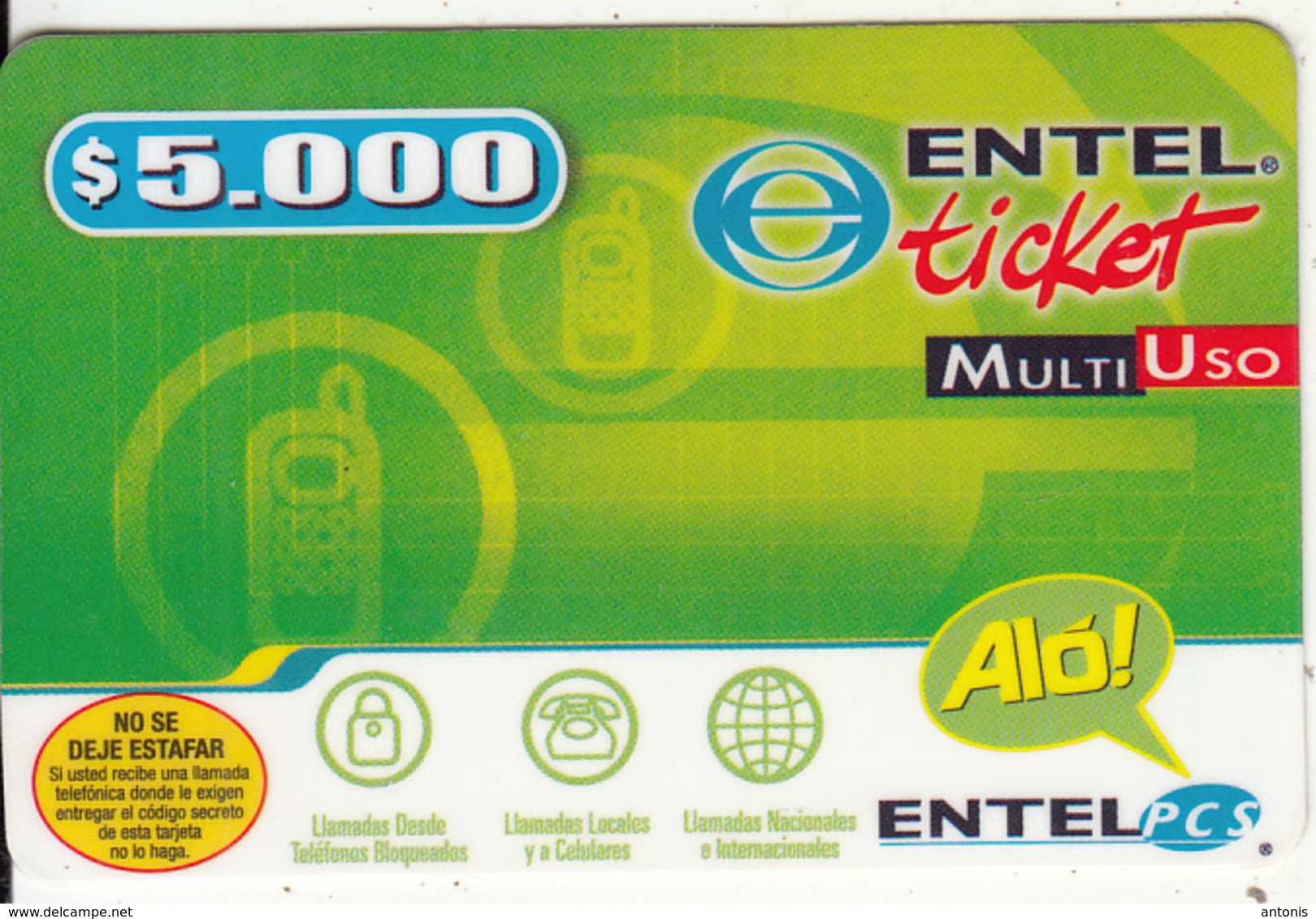 CHILE - ENTEL Prepaid Card $5000, Exp.date 30/09/04, Used - Chile