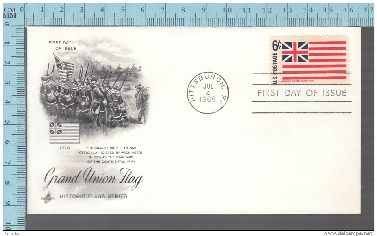 USA Envelope - FDC 1968 - Image  = Grand Union Flag - 6&cent;  Stamp - 1961-1970