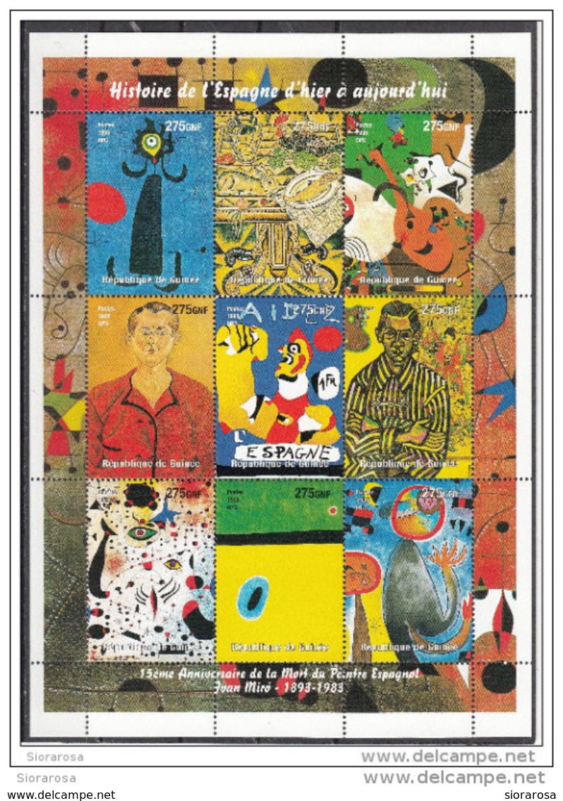 Guinea 1998 Guinee Quadri Dipinti Da Joan Mirò Surrealismo Sheet Perf. Nuovo MNH Paintings Tableaux - Guinea (1958-...)