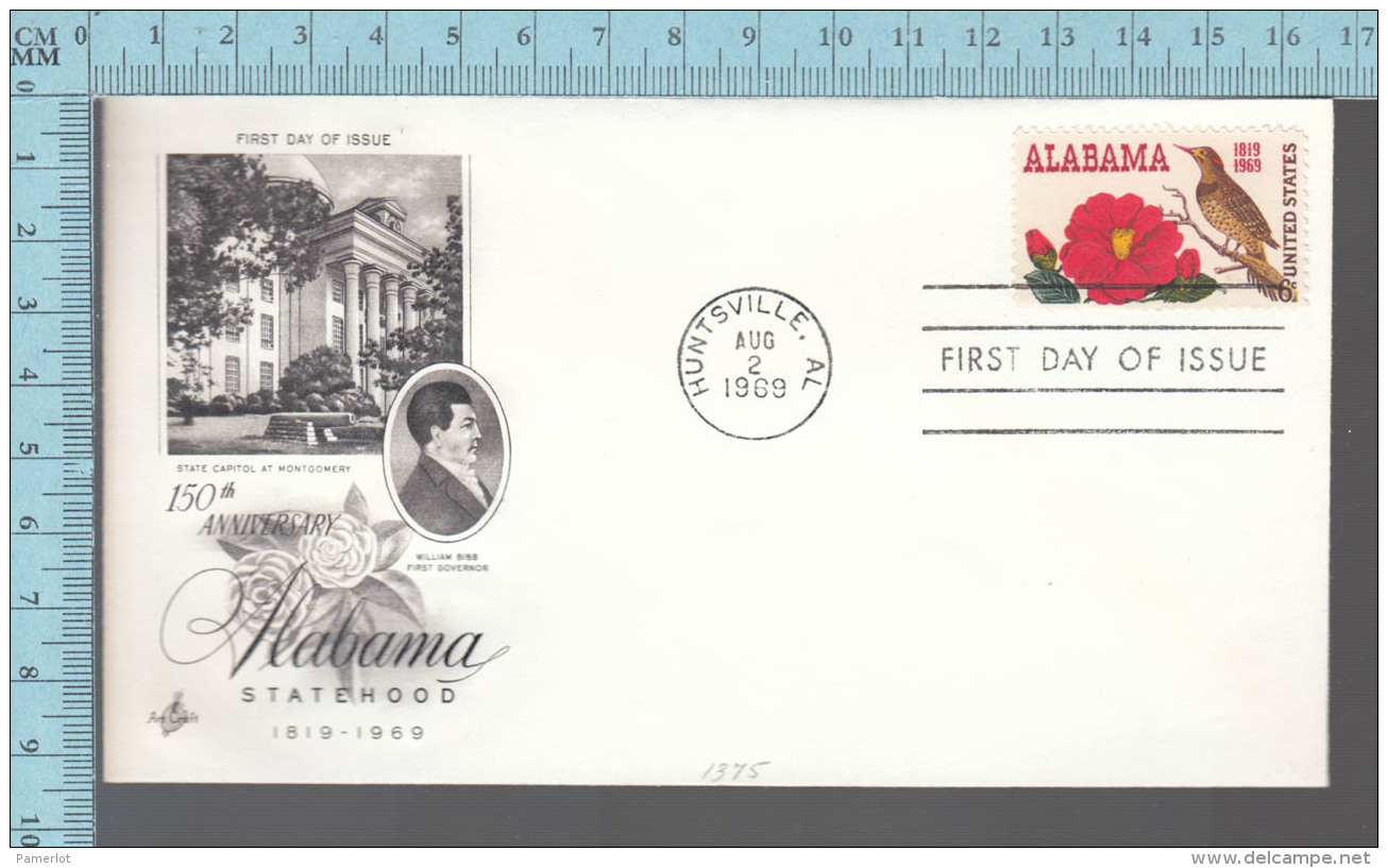 USA Envelope - FDC 1969 - Image = 105 Th Alabama Statehood, William Bird - 6&cent;  Stamp - 1961-1970