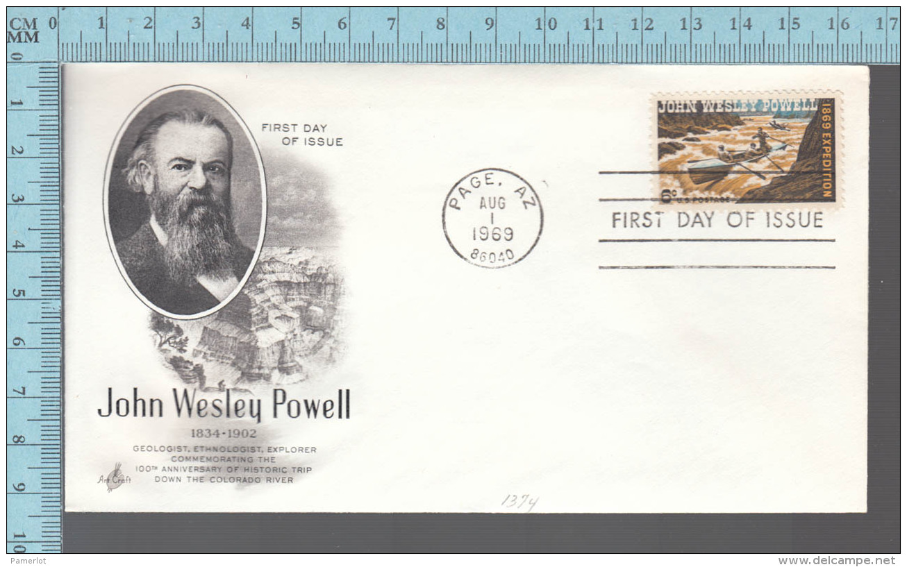 USA Envelope - FDC 1969 - Image = John Westley Powell Geologist - 6&cent;  Stamp - 1961-1970