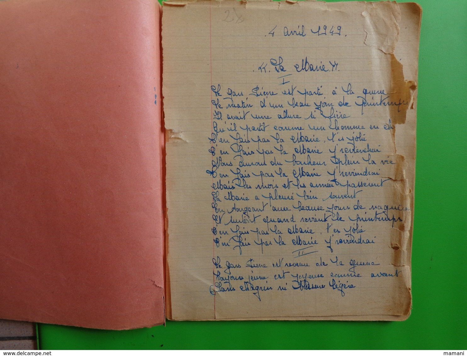 Cahier De Chansons 4/4/1949-la Marie-la Legende Des Flots Bleus-angelina-ange Mauran-la Fille A La Fermiere - Sammlungen