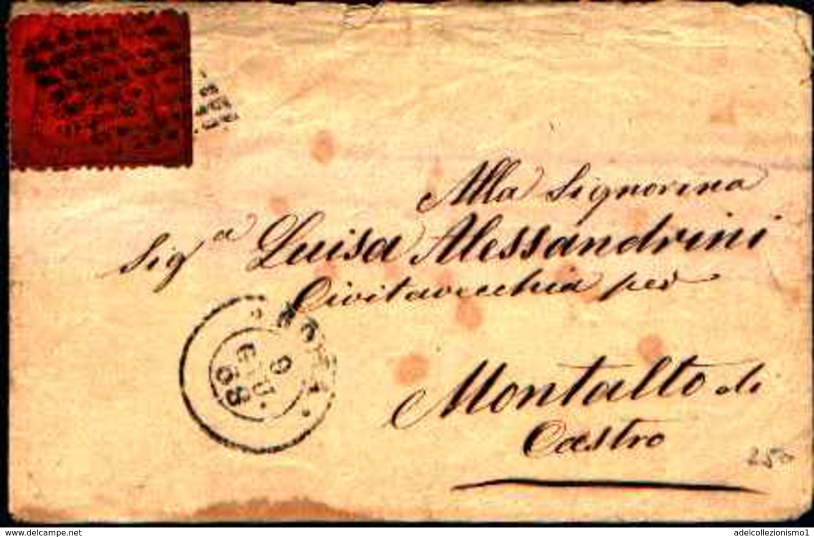 60340)   STATO PONTIFICIO Lettera CON 10 C.,Terza Emissione-DA ROMA A MONTALTO DI CASTRO IL 9-6-1868 - Stato Pontificio