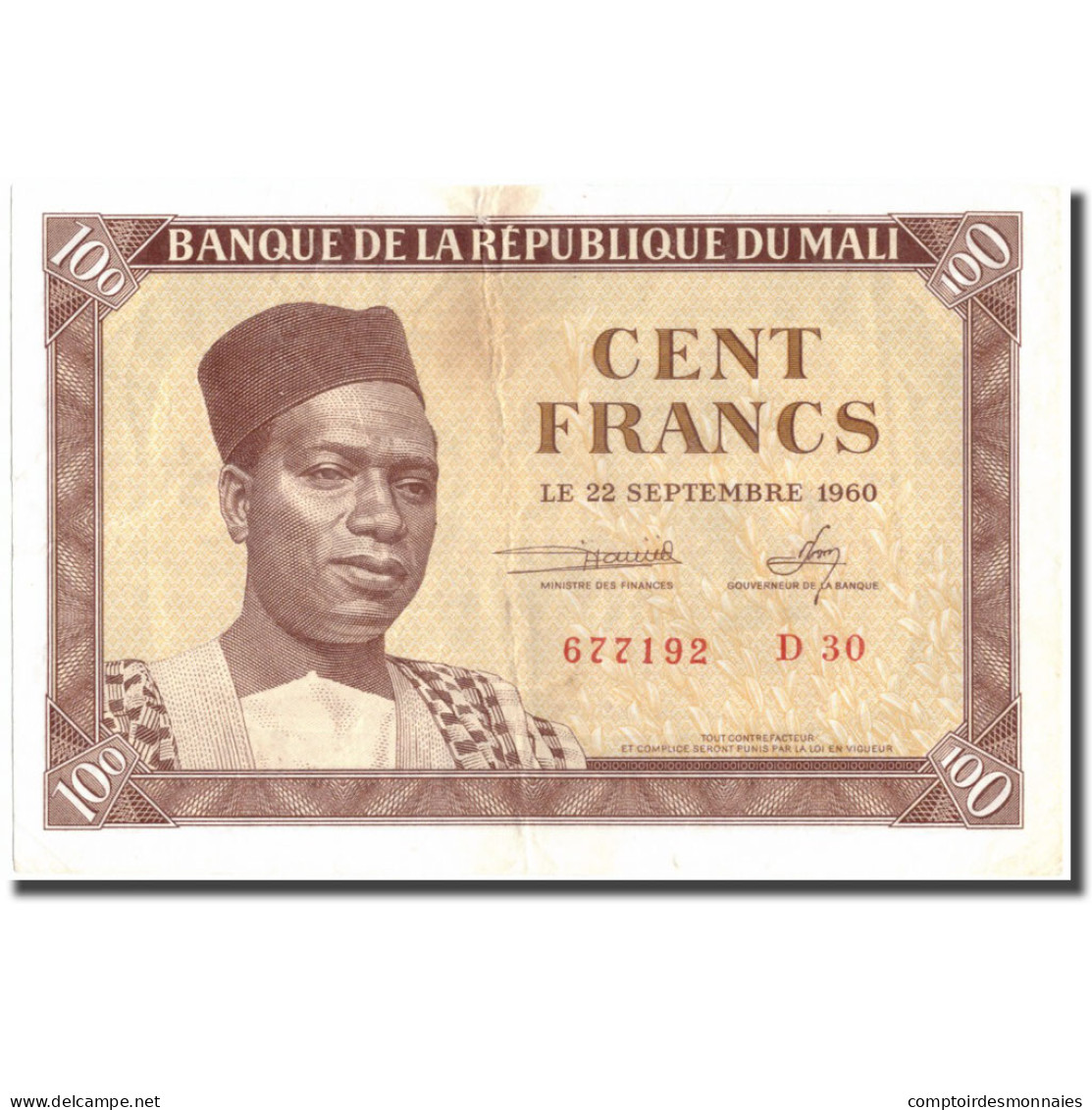 Billet, Mali, 100 Francs, 1960, 1960-09-22, KM:2, TB+ - Mali