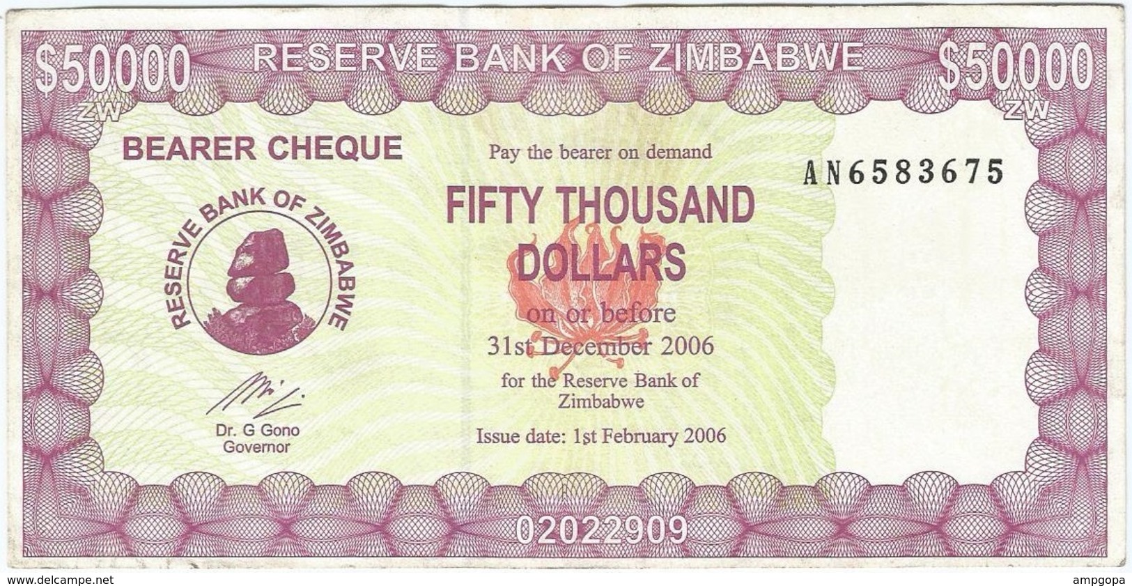 Zimbabue - Zimbabwe 50.000 Dollars 01-02-2006 Pick 30 Ref 1769 - Zimbabwe