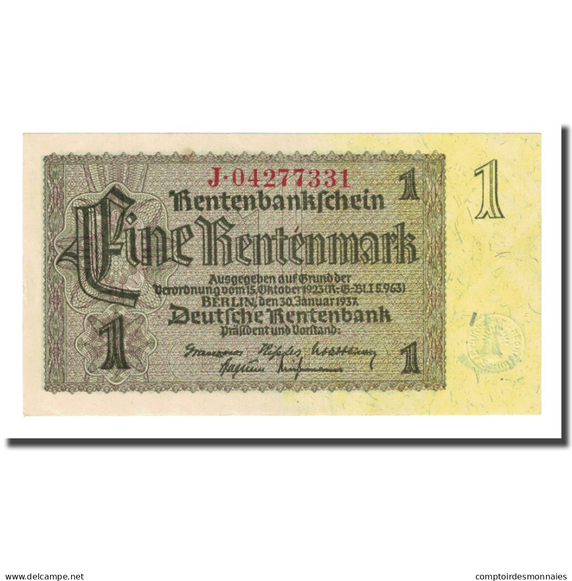 Billet, Allemagne, 1 Rentenmark, 1937-01-30, KM:173b, SUP - 1 Rentenmark