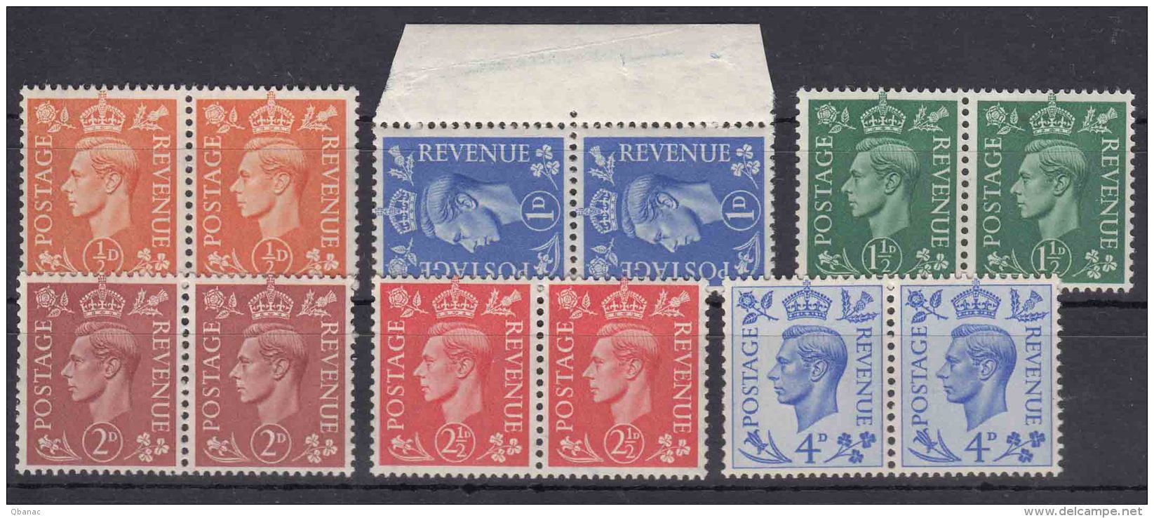 Great Britain 1950/1951 Mi#245 And Mi#246-250 Mint Never Hinged Pairs - Nuovi