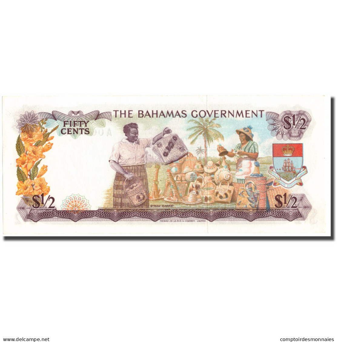 Billet, Bahamas, 1/2 Dollar, KM:17a, SUP+ - Bahamas