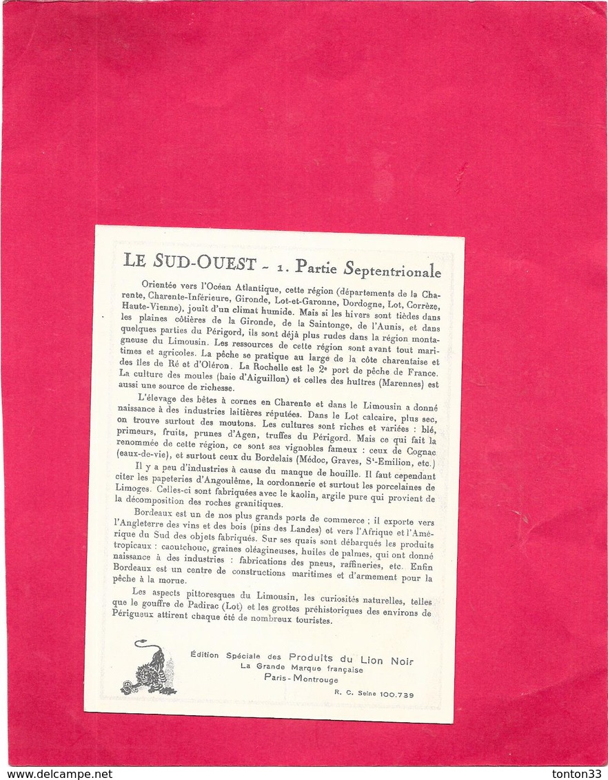 CHROMO Edition Spéciale Des Produits Du LION NOIR - LE SUD OUEST Partie Septentrionale Produits - BARA**  - - Other & Unclassified