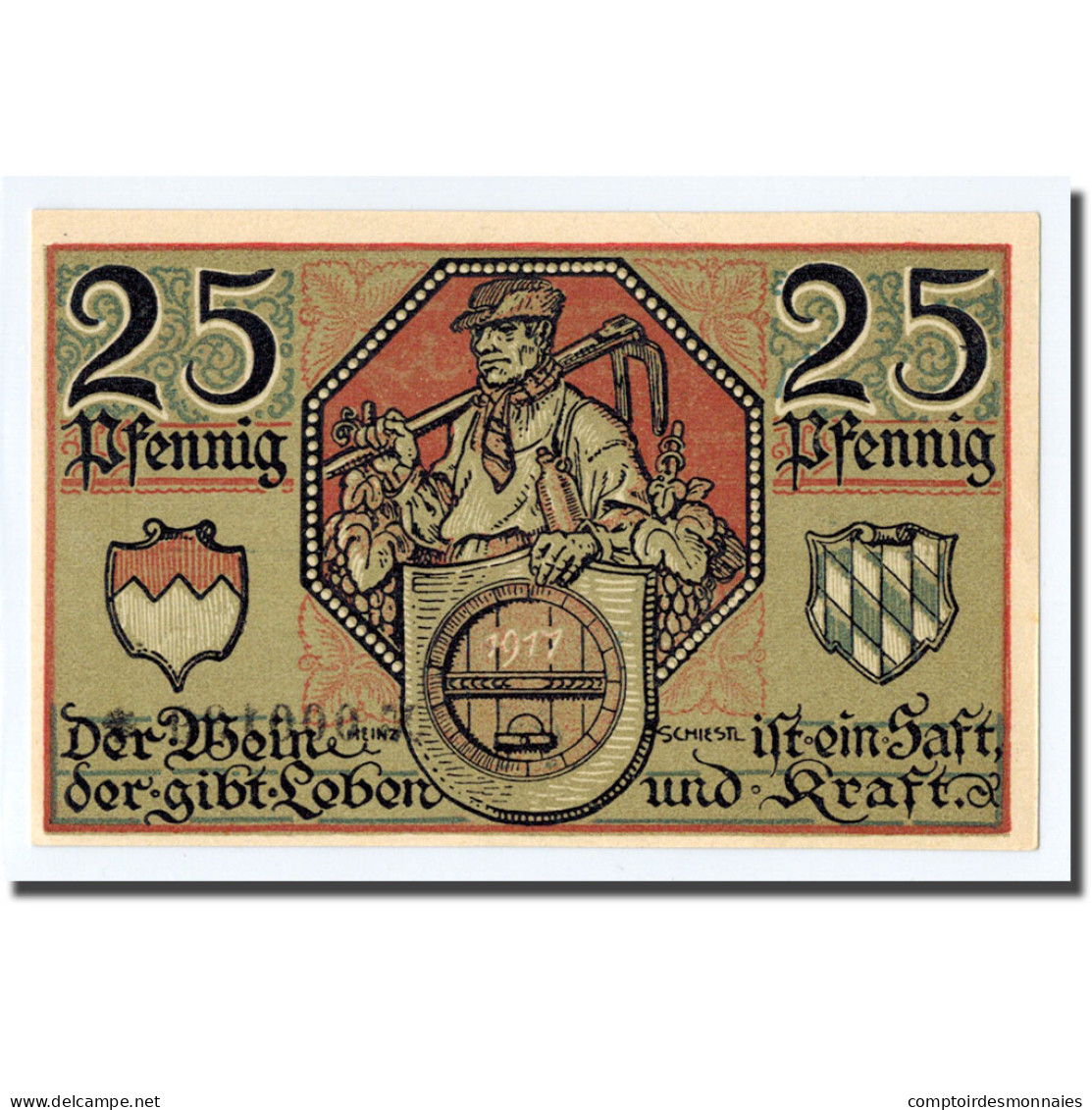 Billet, Allemagne, Kitzingen, 25 Pfennig, Tour, 1921, 1921-02-01, SPL - Other & Unclassified