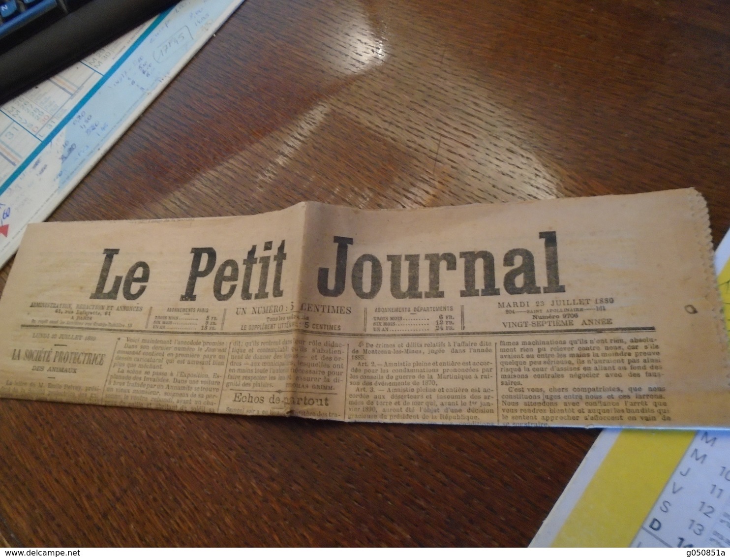 25/07/1889 - TITRE ( LE PETIT JOURNAL)  En PARFAIT ETAT -3 Photos - Newspapers