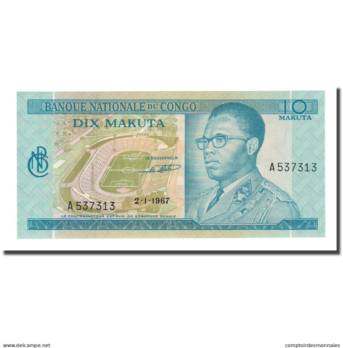 Billet, Congo Democratic Republic, 10 Makuta, 1967-01-02, KM:9a, NEUF - Republic Of Congo (Congo-Brazzaville)