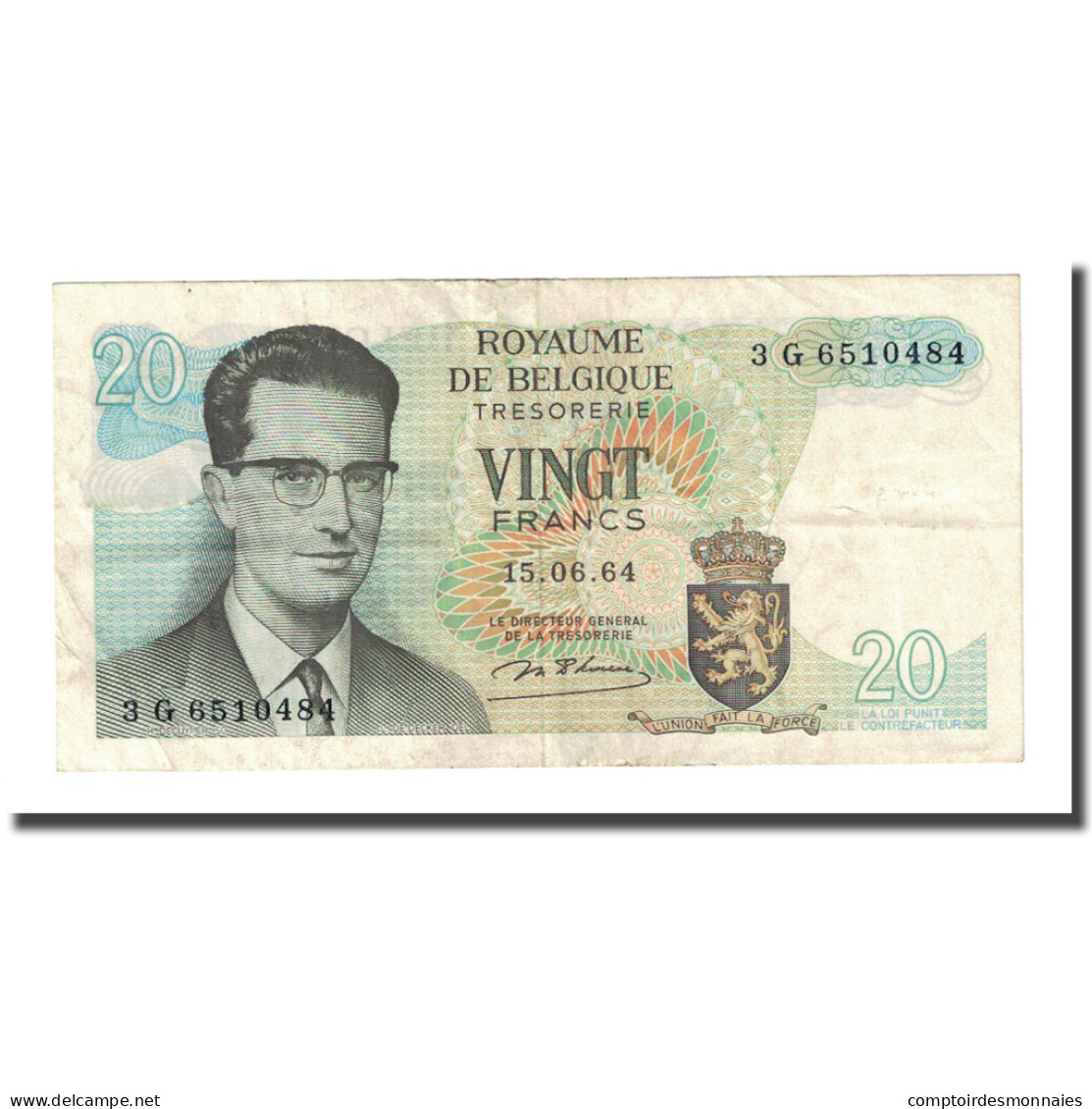 Billet, Belgique, 20 Francs, 1964-06-15, KM:138, TTB - 20 Francos