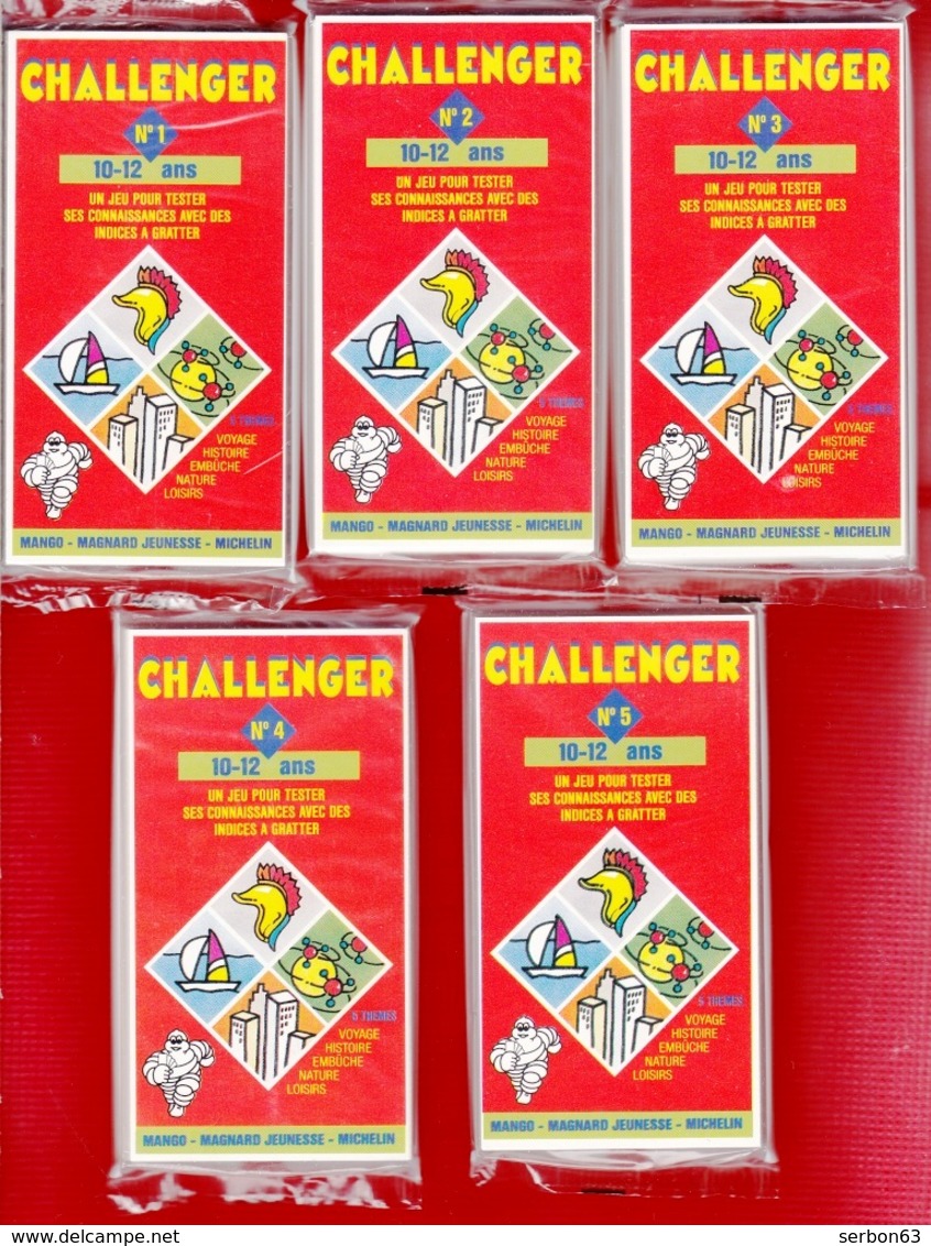 CHALLENGER 5 JEUX TEST DE 10 à 12 ANS N°1 à 5 DES ANNÉES 1992 AVEC BIBENDUM MICHELIN MANGO MAGNARD - NOTRE SITE Serbon63 - Other & Unclassified