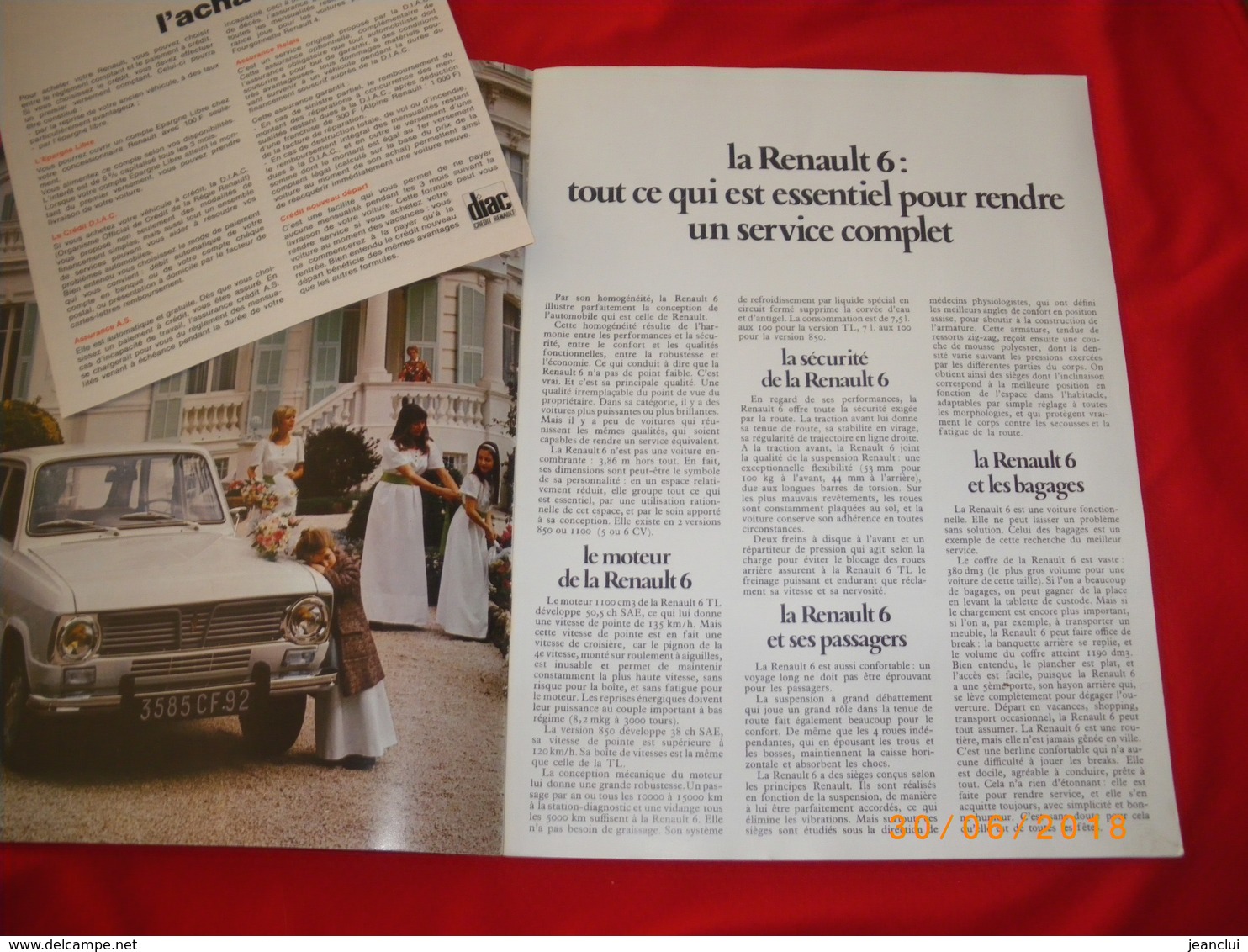 REVUE-PUB GRAND FORMAT AVEC PHOTOS ET DESCRIPTs DU VEHICULE "  RENAULT 6  "  MODELS DE L'ANNEE 1973  . ETAT NEUF - Auto/Moto