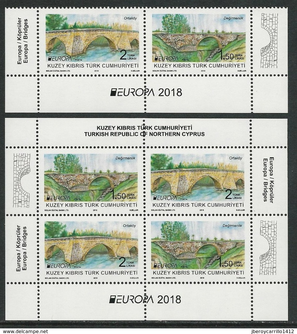 CHIPRE TURCO/ TURKISH CYPRUS/ TÜRKISH-ZYPERN - EUROPA 2018 -"PUENTES.-BRIDGES -BRÜCKEN -PONTS" - SERIE H-2 + BF - 2018