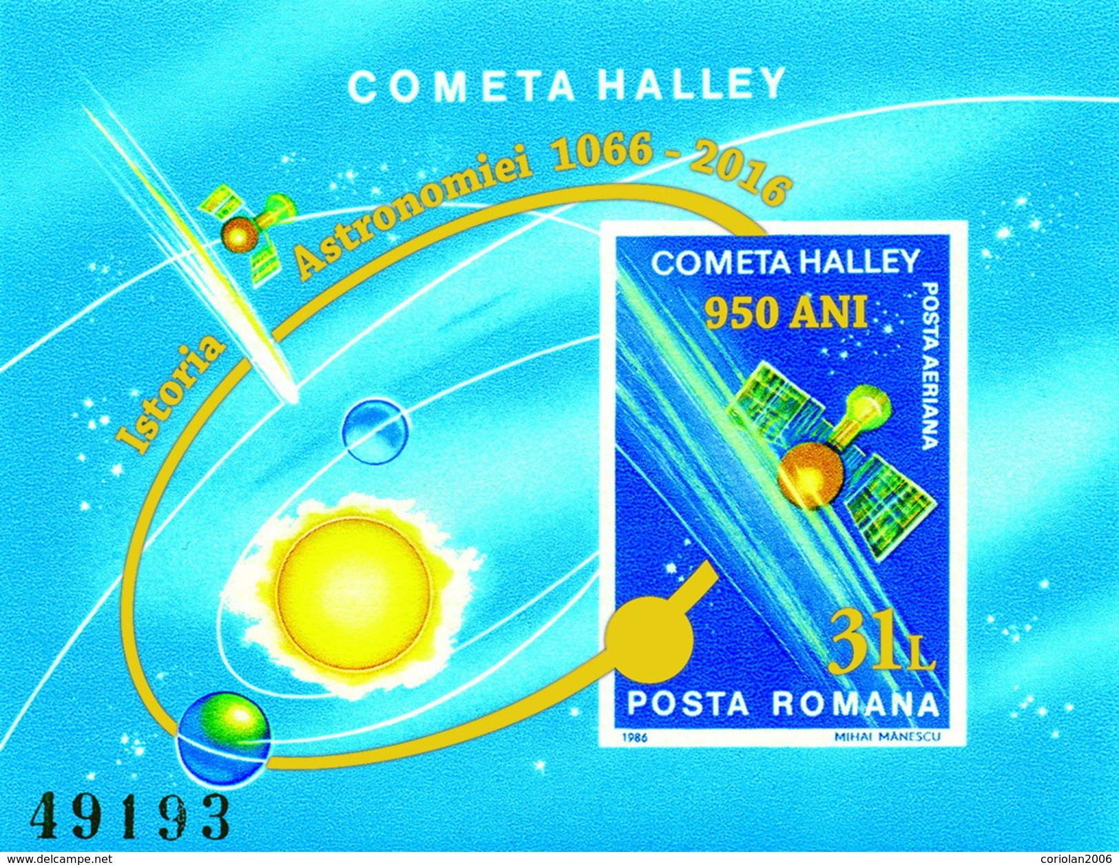 ROMANIA, 2016, Halley Comet / 950 Years / S/S Overprint - Astronomùia