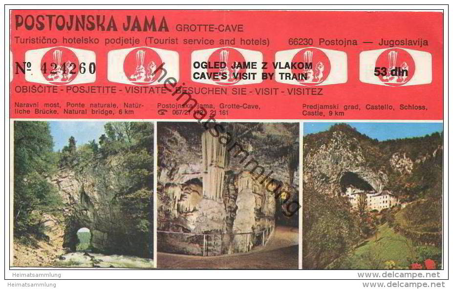 Slovenien - Postojna - Postojnska Jama - Grotte Cave - Ticket Eintrittskarte - Tickets - Vouchers