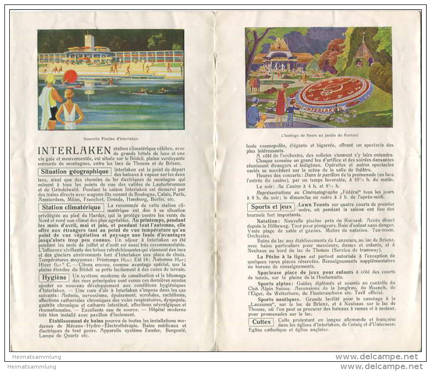 Schweiz - Interlaken 1931 - Faltblatt Mit 7 Abbildungen - In Französischer Sprache - Druck Otto Schlaefli AG Interlaken - Dépliants Turistici