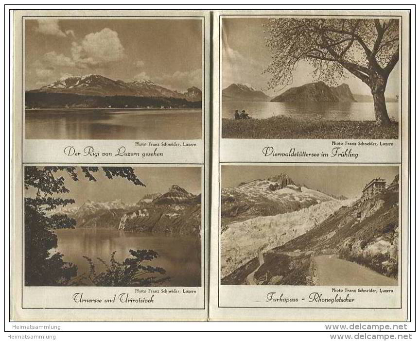 Luzern 30er Jahre - Faltblatt Mit 8 Abbildungen - Grosse Reliefkarte Vom Vierwaldstättersee (Orell-Füssli-Zürich) - Foto - Schweiz