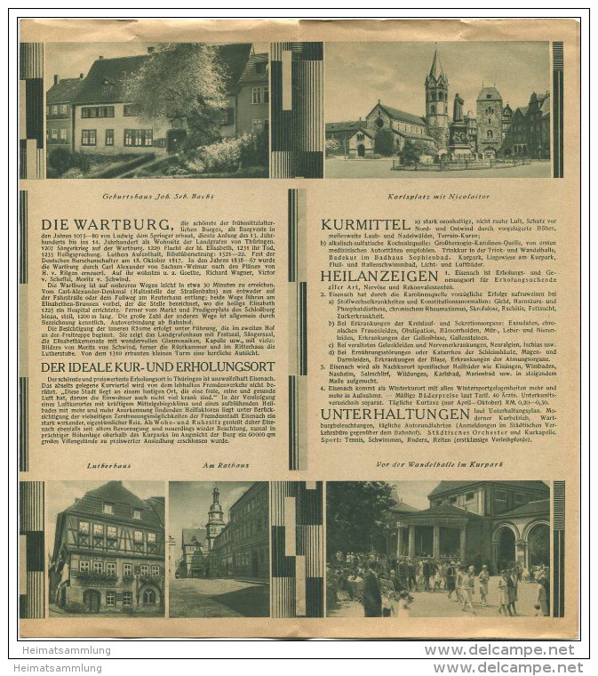 Eisenach Und Die Wartburg 30er Jahre - Faltblatt Mit 12 Abbildungen - Thüringen