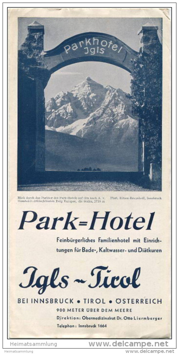 Österreich - Igls Tirol 40er Jahre - Park-Hotel - Faltblatt Mit 12 Abbildungen - Reiseprospekte