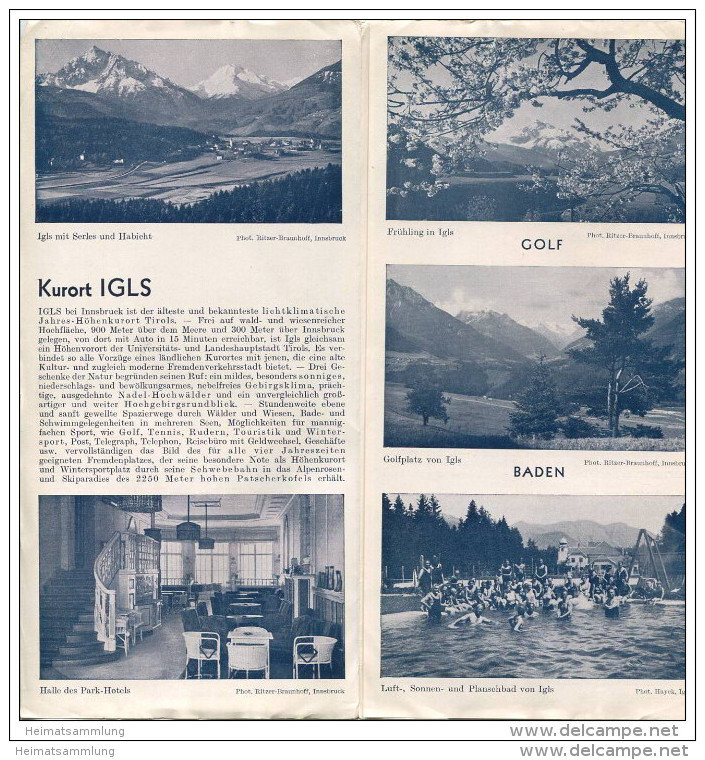 Österreich - Igls Tirol 40er Jahre - Park-Hotel - Faltblatt Mit 12 Abbildungen - Reiseprospekte