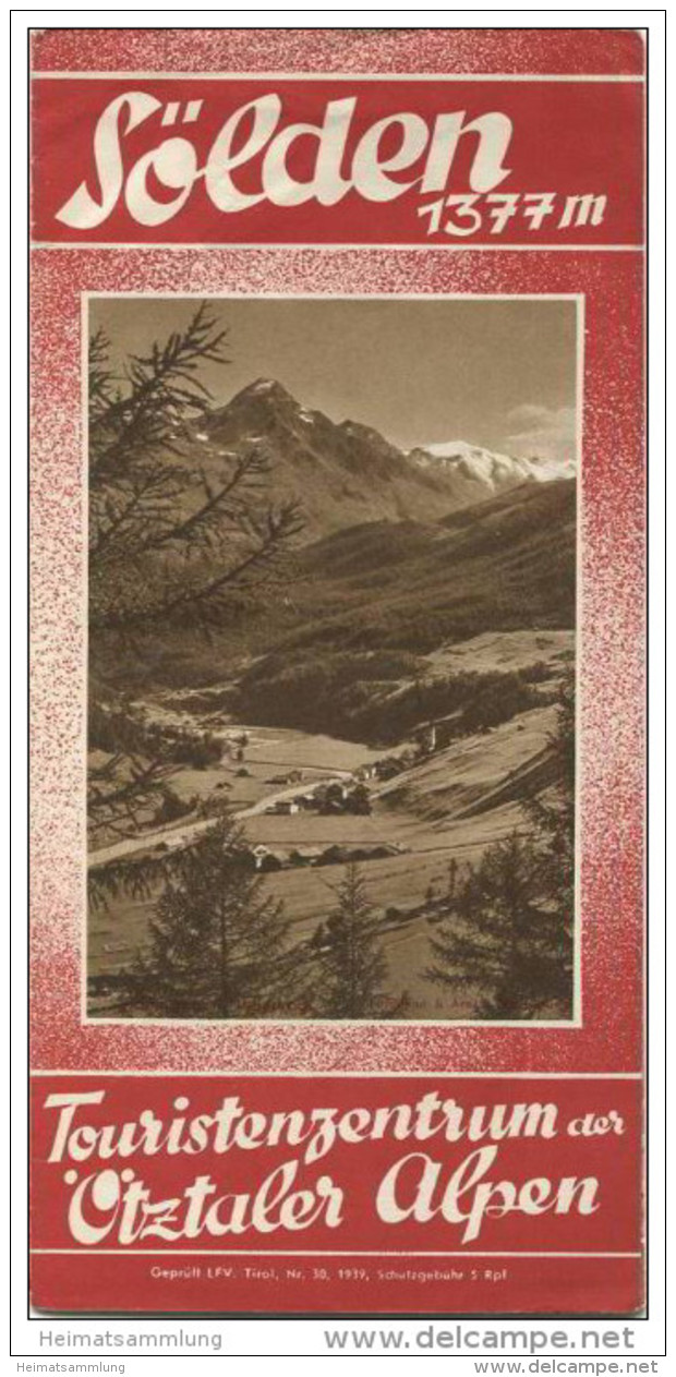 Österreich - Sölden 1939 - Faltblatt Mit 13 Abbildungen - Unterkunftsverzeichnis - Toeristische Brochures