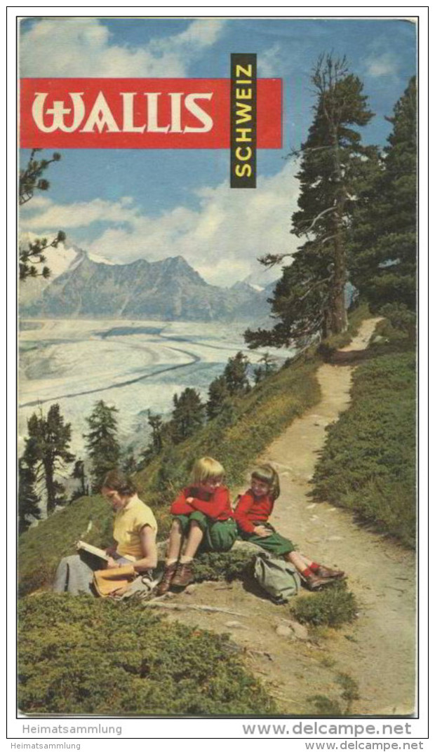 Schweiz - Wallis 1955 - Faltblatt Mit 8 Abbildungen Und Einer Karte Vom Wallis - Reiseprospekte