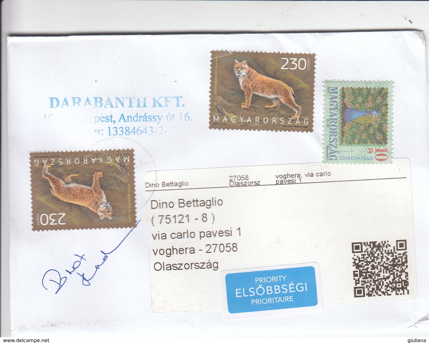 Ungheria 2018 -Lettera X L'Italia Affrancata Con 3 Stamps - Briefe U. Dokumente
