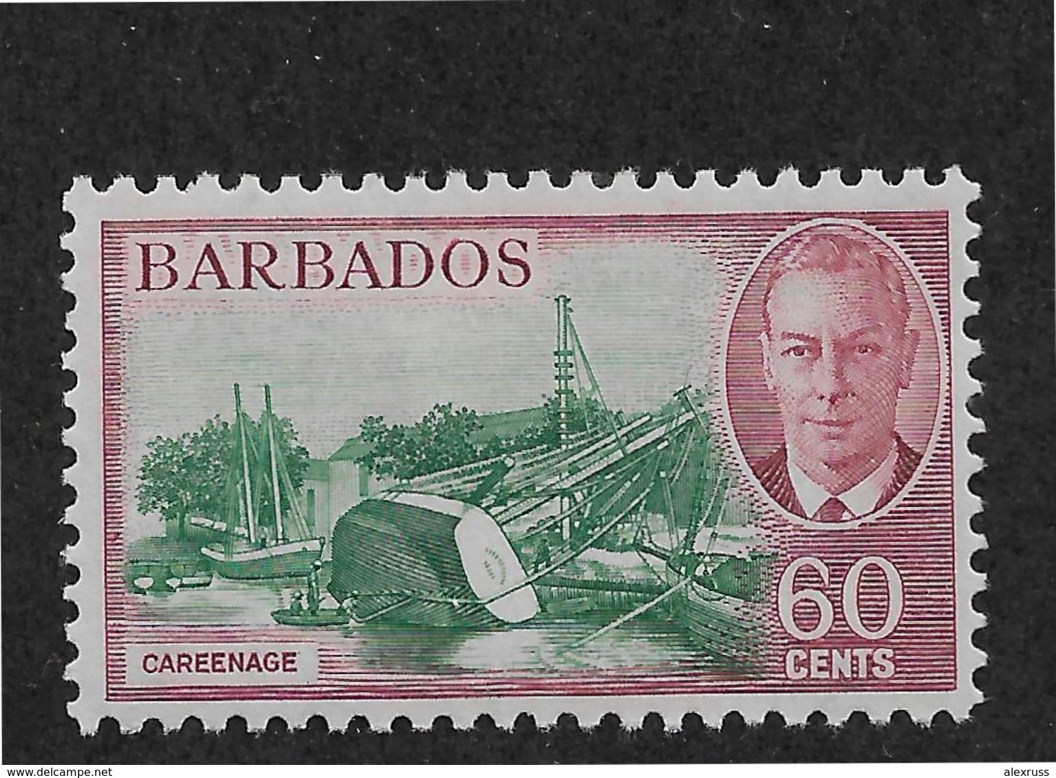 Barbados KG-VI Scott # 225 VF-OG Mint Previously Hinged* ,nice Color ! - Barbados (...-1966)