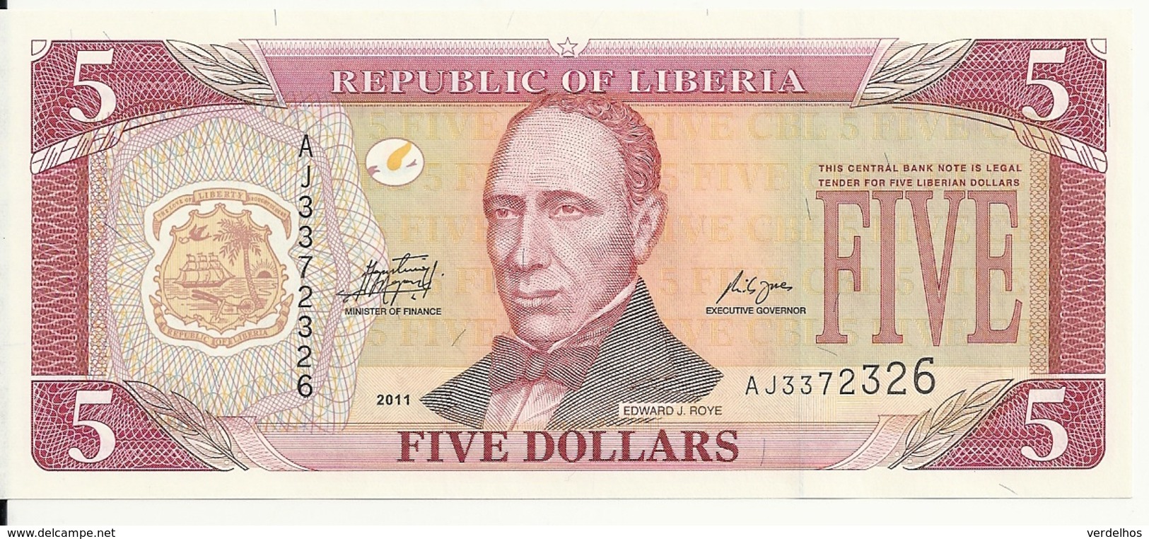 LIBERIA 5 DOLLARS 2011 UNC P 26 - Liberia