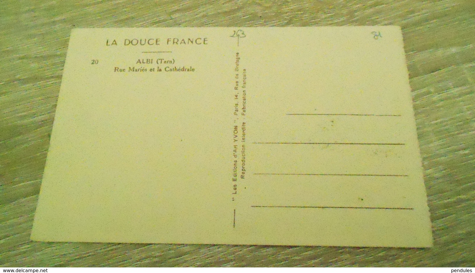 81	CARTE D' ALBI	N° DE CASIER 	263	DETAIL RECTO VERSO DE LA CARTE AVEC LES 2   PHOTOS - Albi