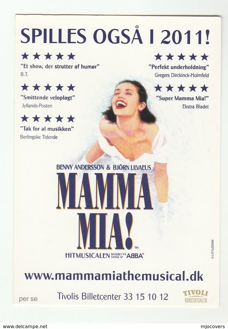 2012 Italy MAMMA MIA MUSICAL ADVERT CARD Spilles Ogsa I 2011  Postcard Music Theatre Stamps Cover - Music And Musicians