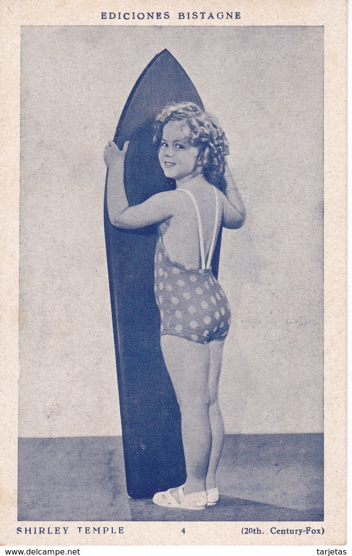 POSTAL DE LA ACTRIZ SHIRLEY TEMPLE CON UNA TABLA DE SURF (EDICIONES BISTAGNE) (CINE-CINEMA) CENTURY FOX - Schauspieler