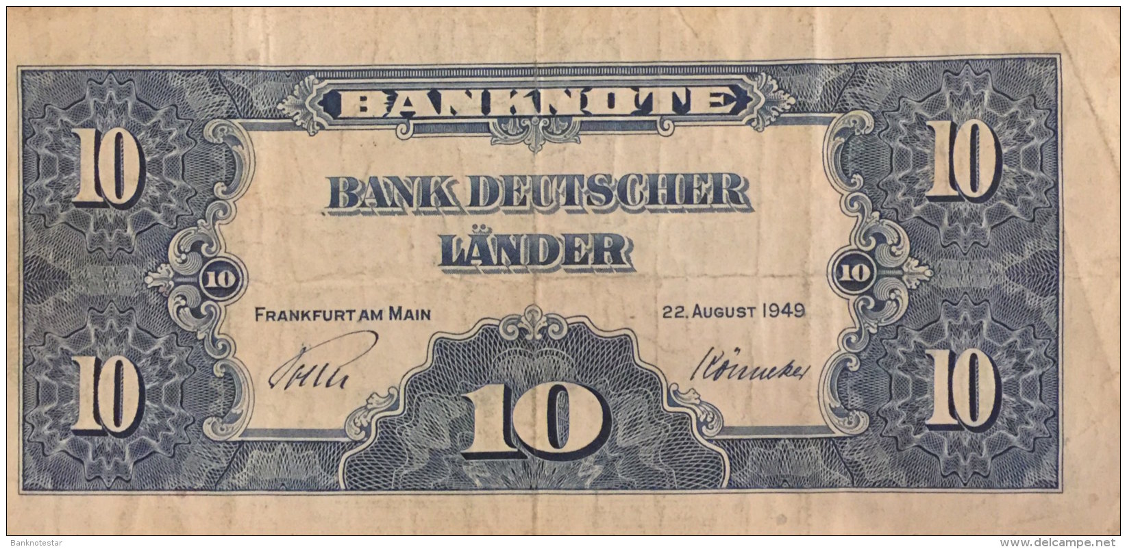 Bank Deutscher Länder, 10 Mark Ro.258a (1949) - Serie R/P - Gebraucht - 10 Deutsche Mark