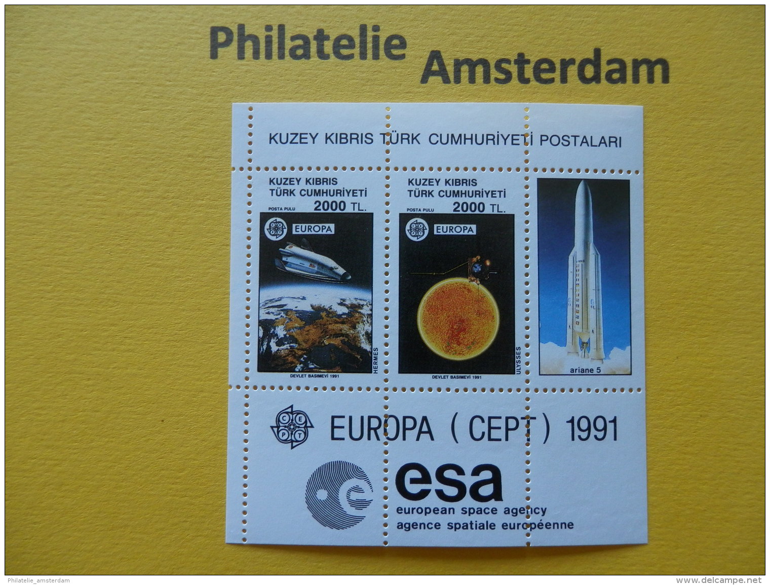 Turkish Cyprus 1991, EUROPA CEPT / SPACE ESA SPACESHUTTLE: Mi 303-04, Bl. 9, ** - 1991