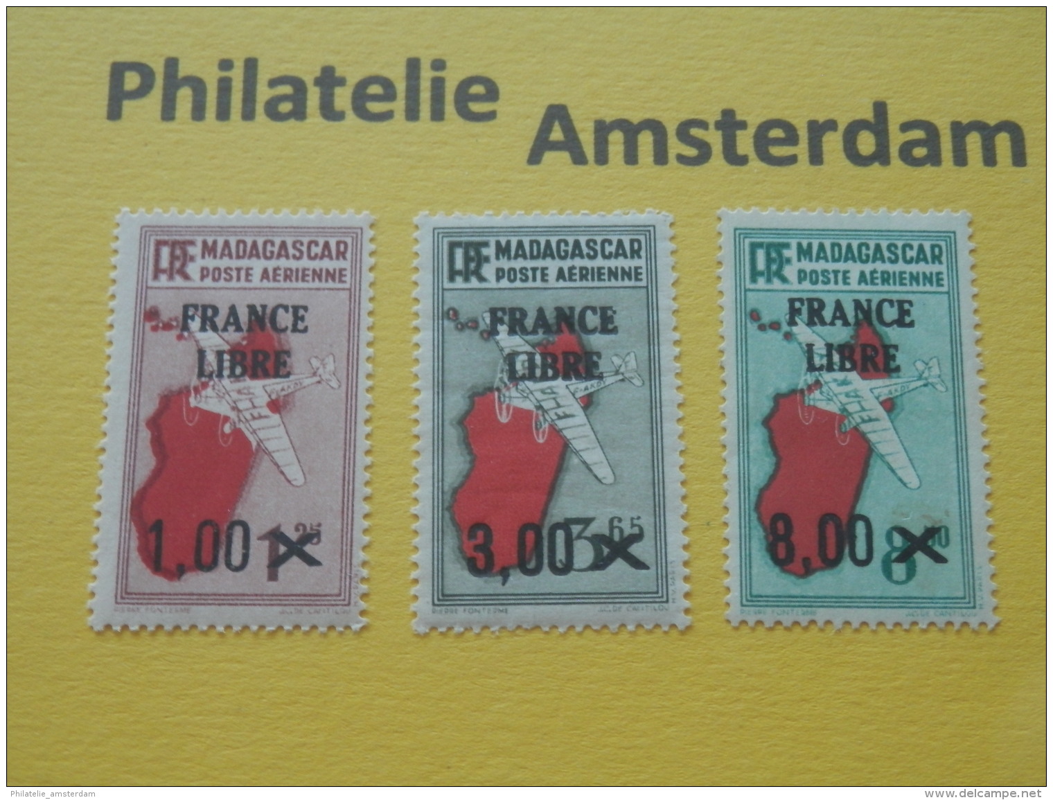 Madagaskar 1943, OVERPRINT / FRANCE LIBRE: Mi 342-44, **/MNH - Ongebruikt