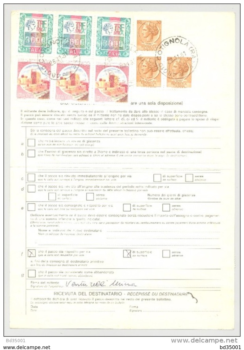 Bulletin D'Expédition - Italie- Cachets Et Vignette COTIGNOLA - 1981 -Vignette Ufficio Italiano Di Uscita - Colis-postaux