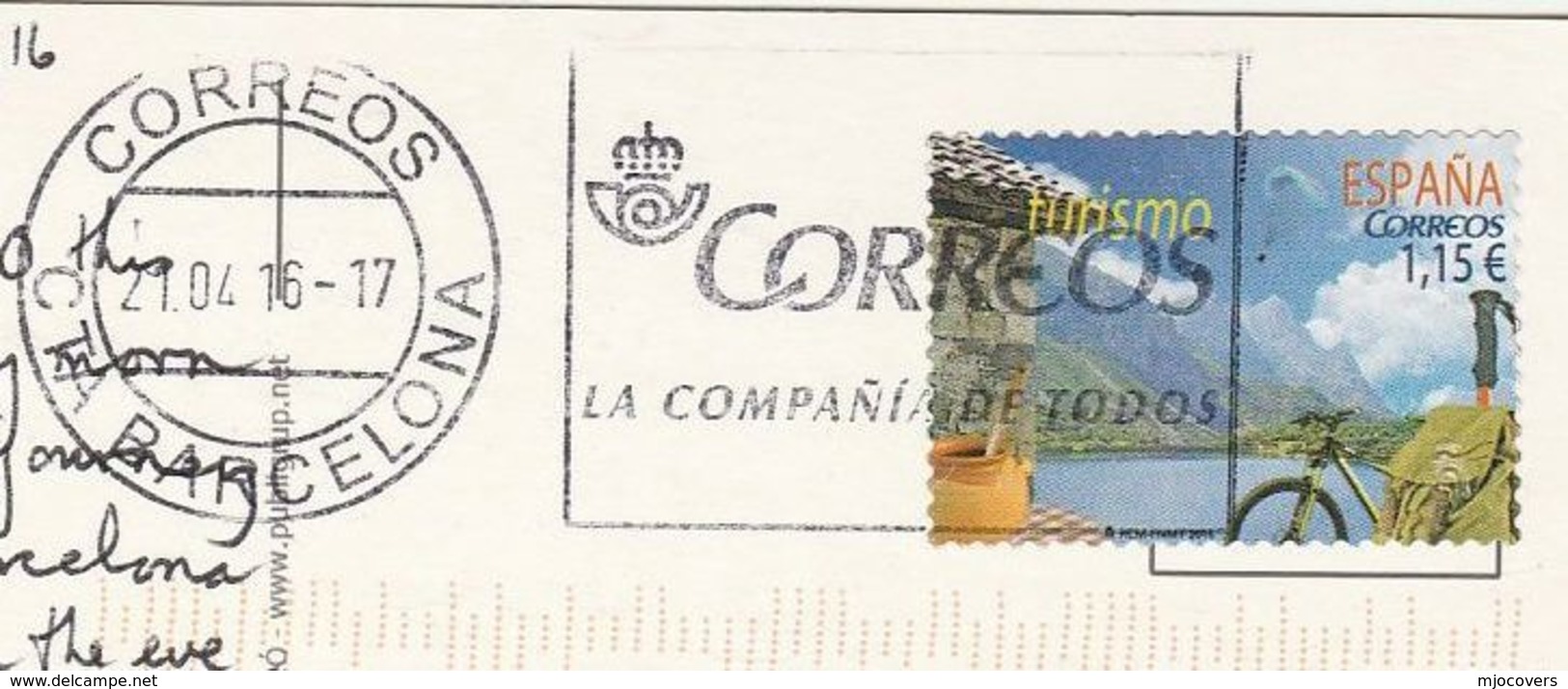 2016 SPAIN COVER Stamps BICYCLE Tourism  (postcard HOTEL MONTEPLAYA Malgrat De Mar)  To GB  Bike Cycling - Cycling