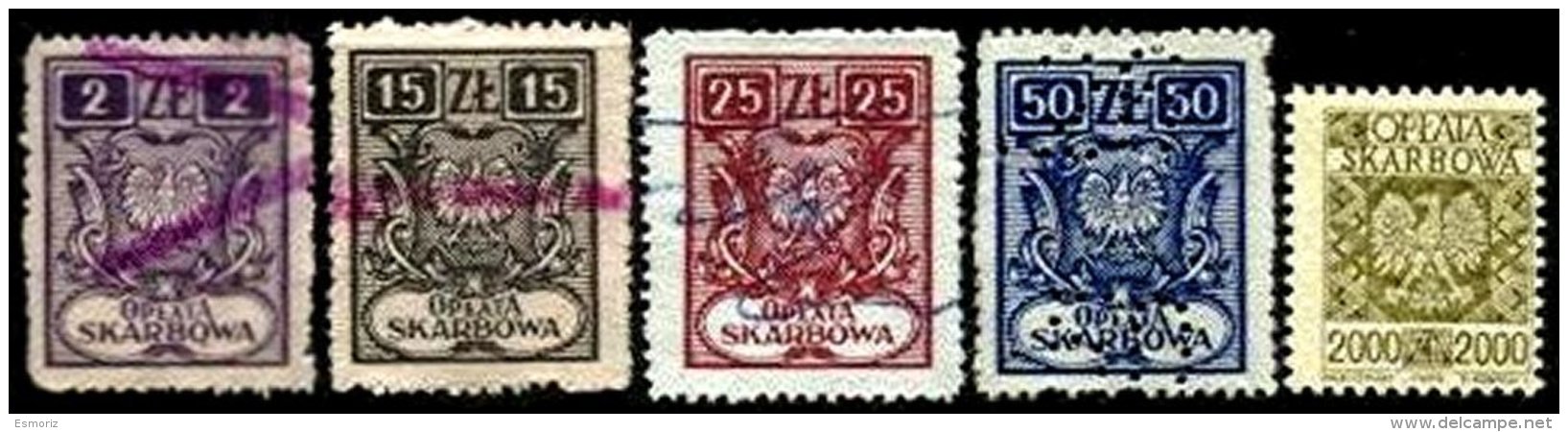 POLAND, Treasury, */o M/U, F/VF - Revenue Stamps