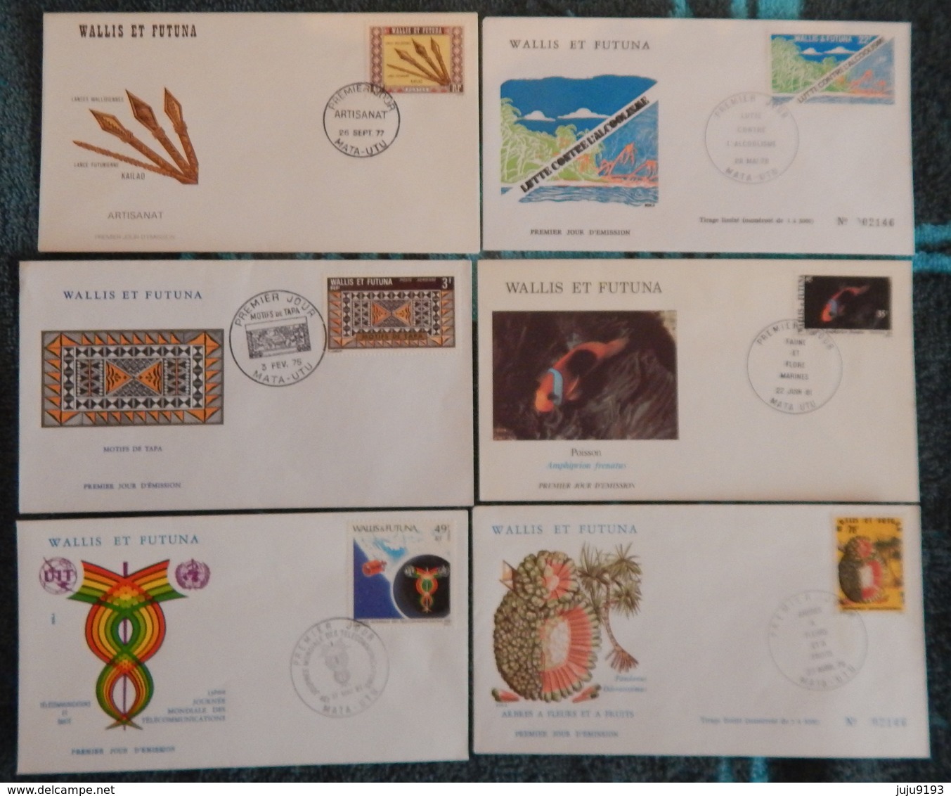 6 ENVELOPPES 1ER JOUR WALLIS ET FUTUNA ANNEES 1975/1981 - Briefe U. Dokumente