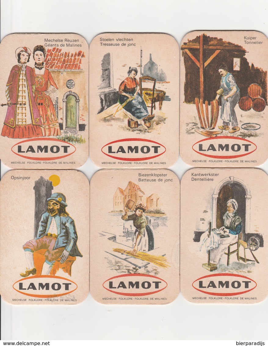 Sous Bock    Lamot  Serie Compleet  6 Stuks   -Folklore De Maline - Sous-bocks