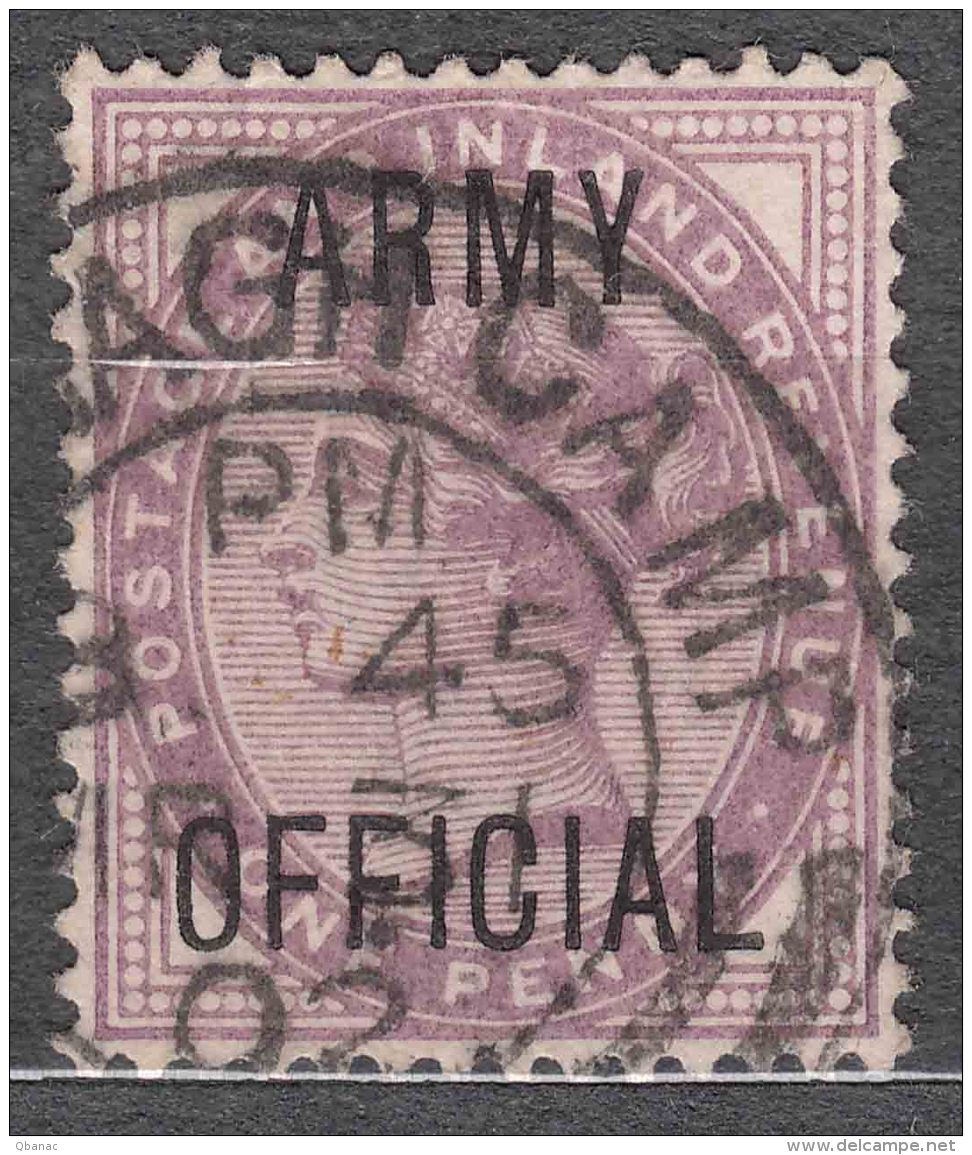 Great Britain 1896 Army Official Mi#8 Used - Officials