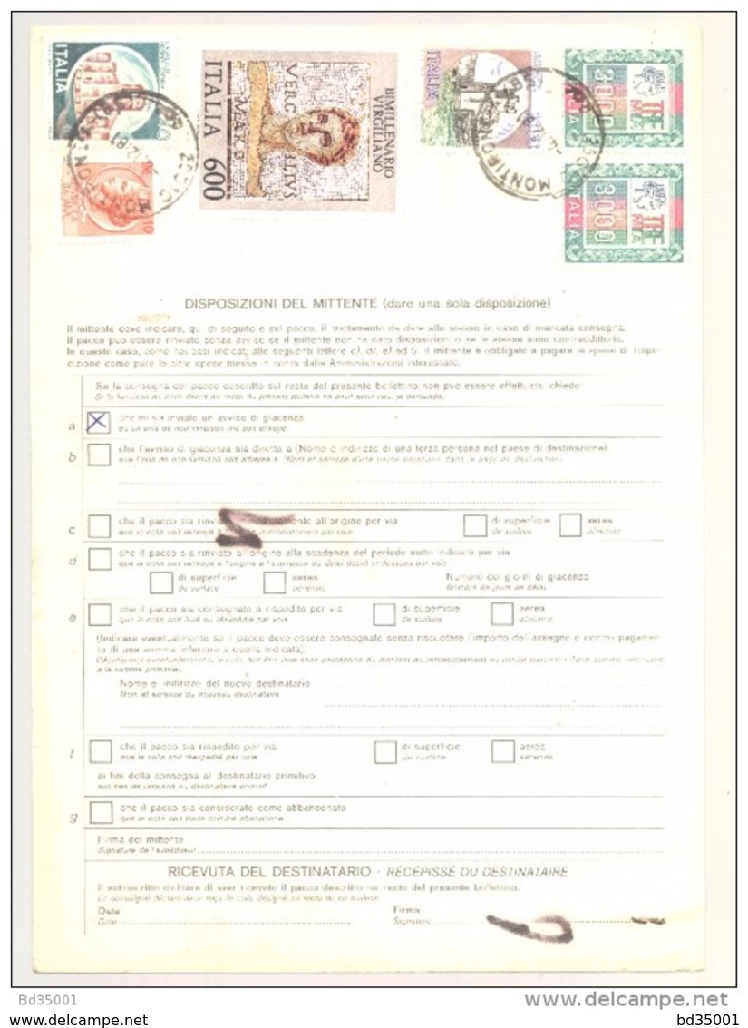 Bulletin D'Expédition - Italie - Cachets Et Vignette MONTIRONE - 1981 - Timbres-Poste ITALIA - Colis-postaux