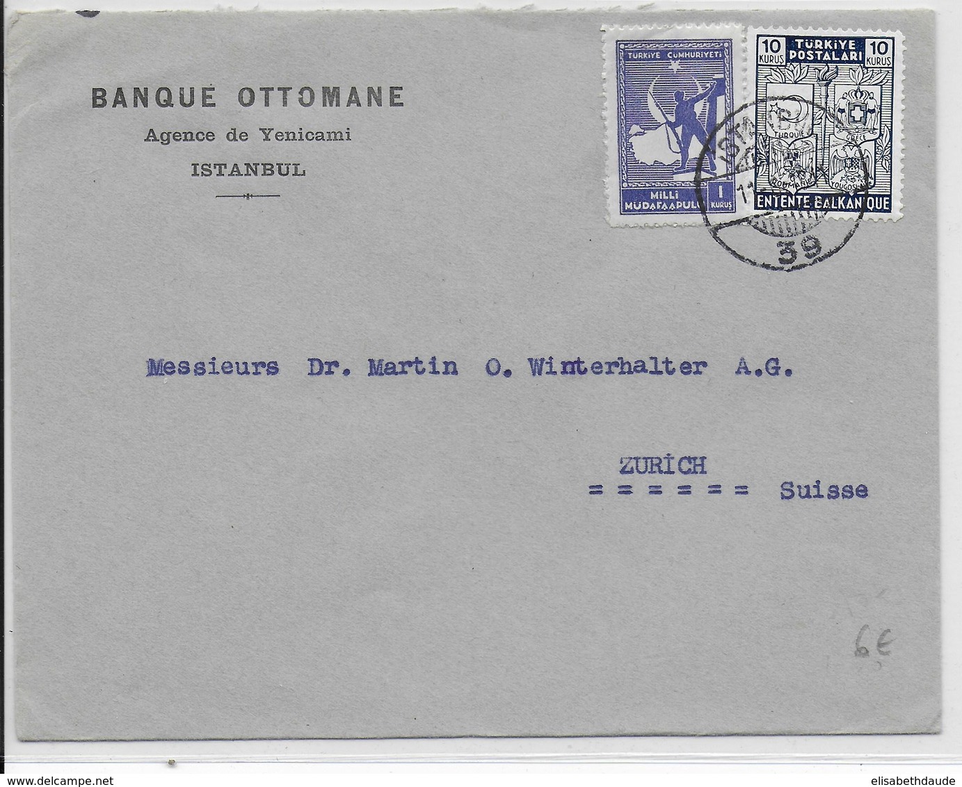 TURQUIE - 1941 - ENVELOPPE De ISTANBUL => ZÜRICH (SUISSE) - Lettres & Documents