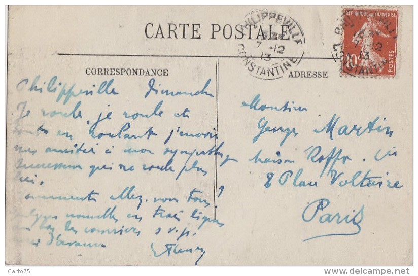 Ethniques Et Cultures - Maghreb - Fileuse Laine - Métiers - 1913 Cachet Postal Philippeville - Afrika