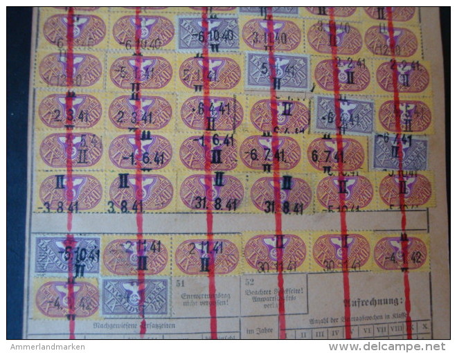 1940, Essen, Krupp Stahlwerk, Versicherungskarte Mit 50 Quittungsmarken !! - Covers & Documents