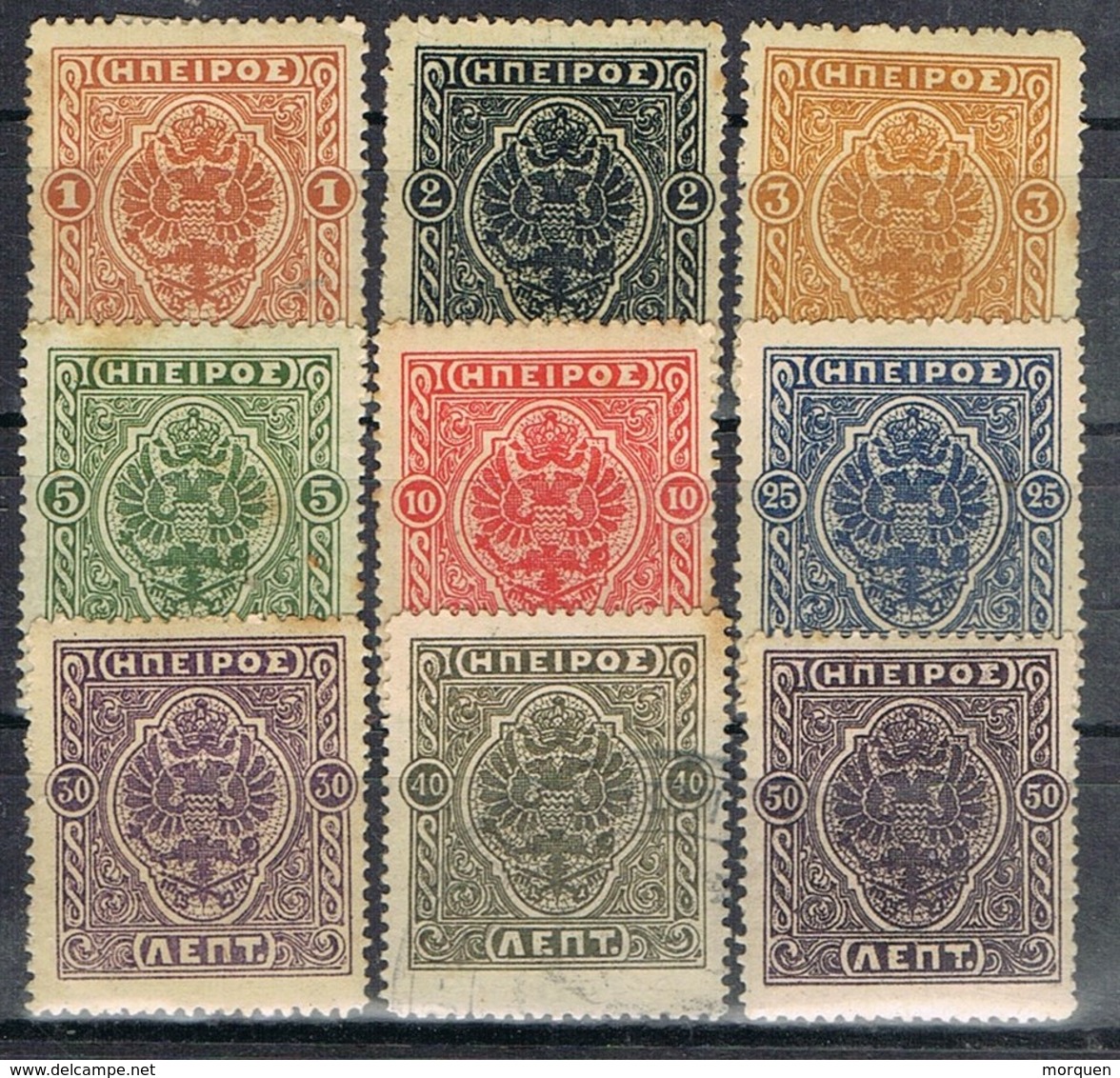 Serie Completa EPIRO (territorios Grecia) 1914, Escudo Armas, Yvert Num 13-21 * - North Epirus